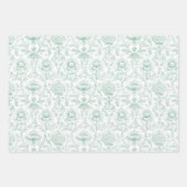 Chic Mint White Peach Floral Wedding ラッピングペーパーシート (正面2)