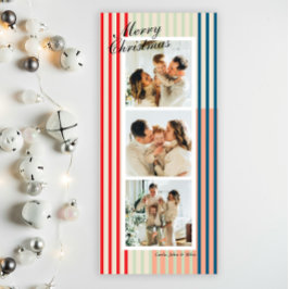 Chic Mixed Color Vertical Stripe 3 Photo Holiday