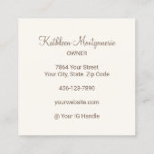 Chic Mocha Brown Cream Script 3 Photo Lashes Brows スクエア名刺 (裏面)