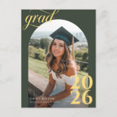 Chic Modern Arch Photo Graduation Party Invitation ポストカード (正面)