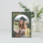 Chic Modern Arch Photo Graduation Party Invitation ポストカード (スタンド正面)