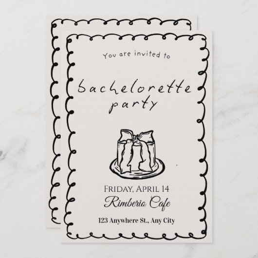 Chic Modern Bachelorette Party Invitation for Brid 招待状 (正面/裏面)