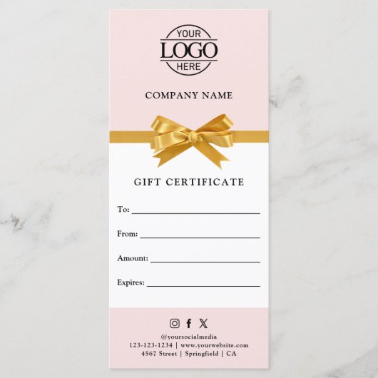 Chic Modern Business Gift Certificate with Logo (正面)
