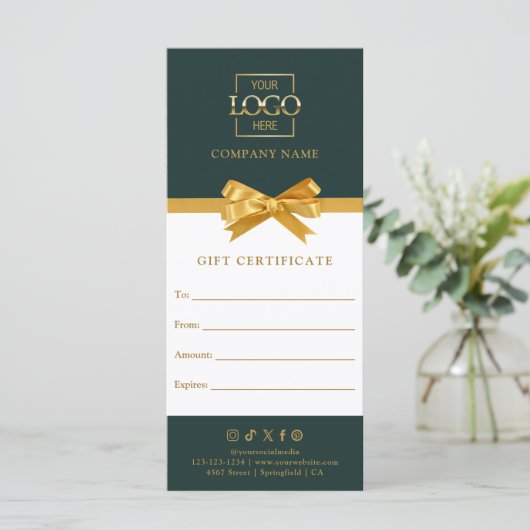 Chic Modern Business Gift Certificate with Logo (スタンド正面)