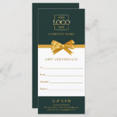 Chic Modern Business Gift Certificate with Logo (正面/裏面)