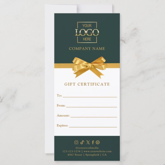 Chic Modern Business Gift Certificate with Logo (正面)