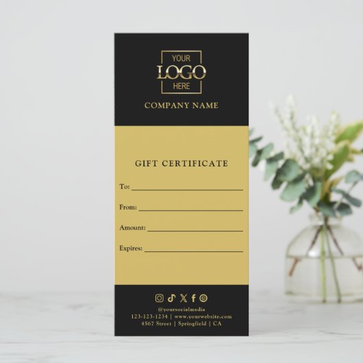 Chic Modern Business Gift Certificate with Logo (スタンド正面)
