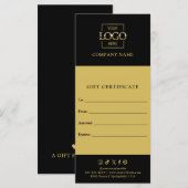 Chic Modern Business Gift Certificate with Logo (正面/裏面)
