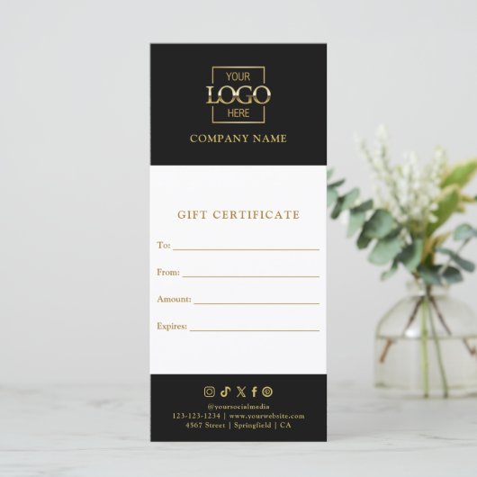 Chic Modern Business Gift Certificate with Logo (スタンド正面)