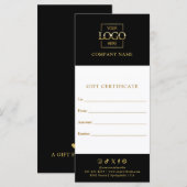Chic Modern Business Gift Certificate with Logo (正面/裏面)
