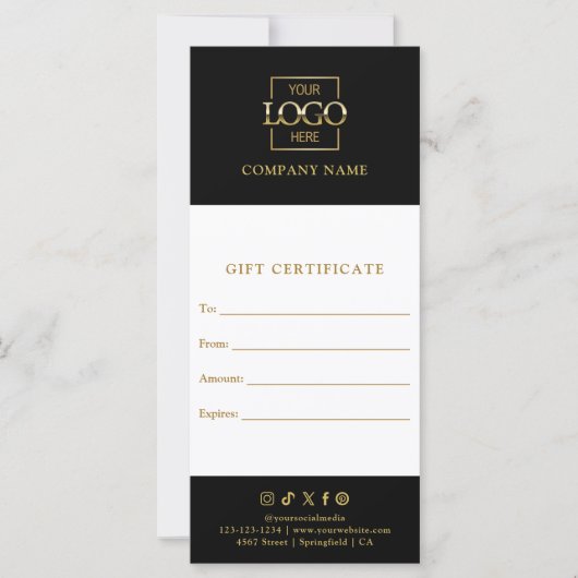 Chic Modern Business Gift Certificate with Logo (正面)