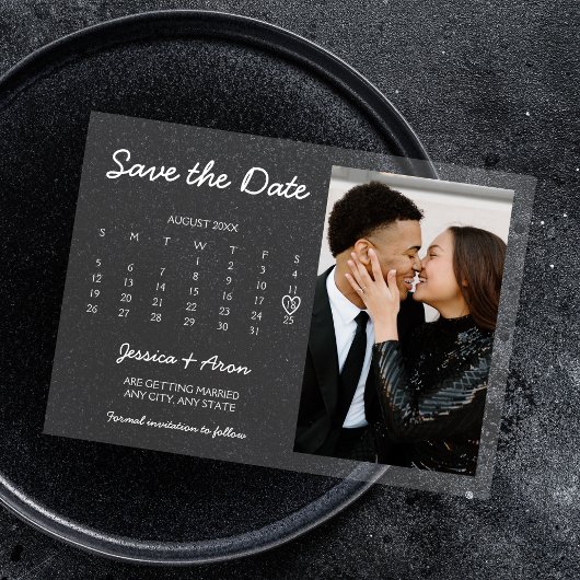 Chic Modern Calendar Photo Save The Date  アクリル招待状