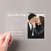 Chic Modern Calendar Photo Save The Date  アクリル招待状 (インサイチュ (ポータブル))