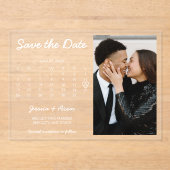 Chic Modern Calendar Photo Save The Date  アクリル招待状 (正面)