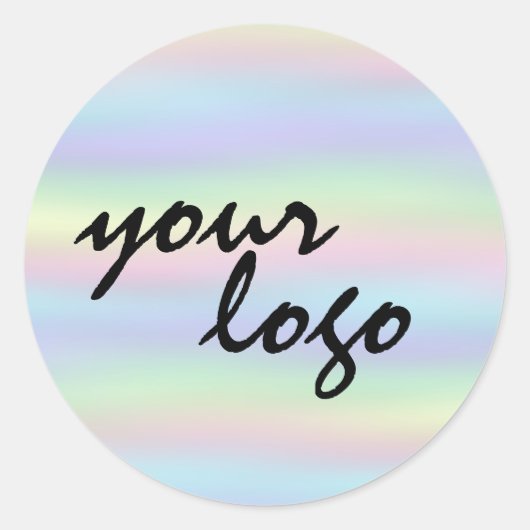 Chic Modern holographic pastel rainbow brand logo ラウンドシール (正面)