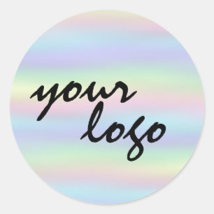 Chic Modern holographic pastel rainbow brand logo ラウンドシール