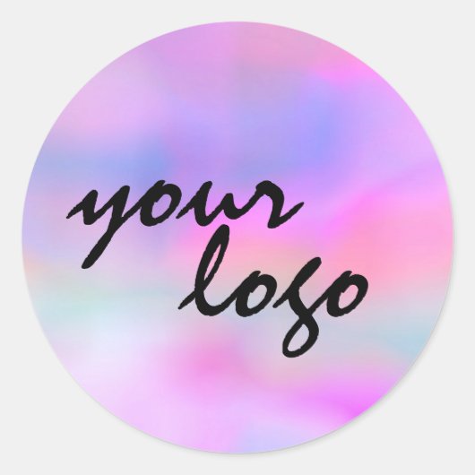 Chic Modern holographic pastel rainbow brand logo ラウンドシール (正面)