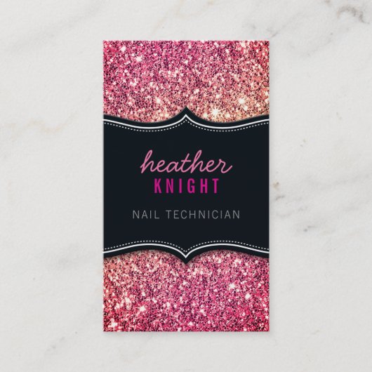 CHIC modern luxury glam glitter black pink 名刺 (正面)