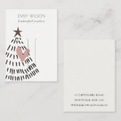 Chic Modern Minimal Christmas Tree Heart Hairpin 名刺 (正面/裏面)