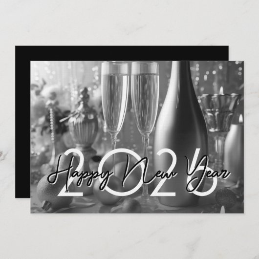 Chic Modern New Year's Eve Party 招待状 (正面/裏面)