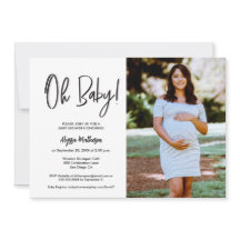 Chic Modern Photo Handlettering Oh Baby Shower