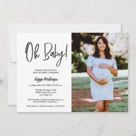Chic Modern Photo Handlettering Oh Baby Shower 招待状
