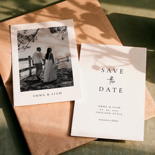 Chic Modern Photo Wedding Save The Date Card セーブザデート