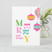 Chic Modern Pink Non Photo Watercolor Ornaments シーズンカード (スタンド正面)