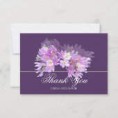 Chic Modern Purple Crocus Bridal Shower Thank You サンキューカード (正面)