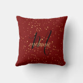 Chic Modern Red & Gold Monogram クッション (裏面)