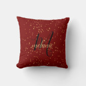Chic Modern Red & Gold Monogram クッション (正面)