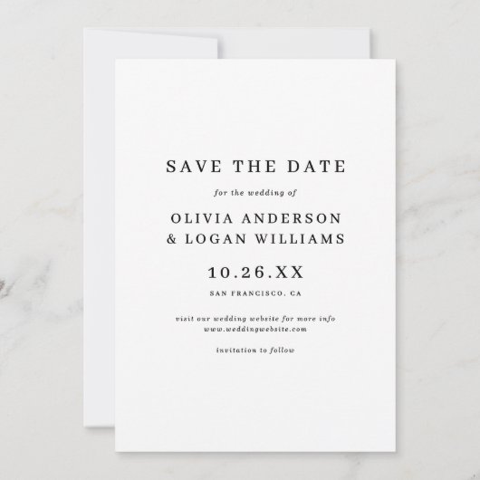 Chic Modern Script Photo Wedding Save The Date セーブザデート (裏面)