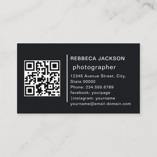 Chic Modern Script Typography Simple Photographer  名刺 (裏面)