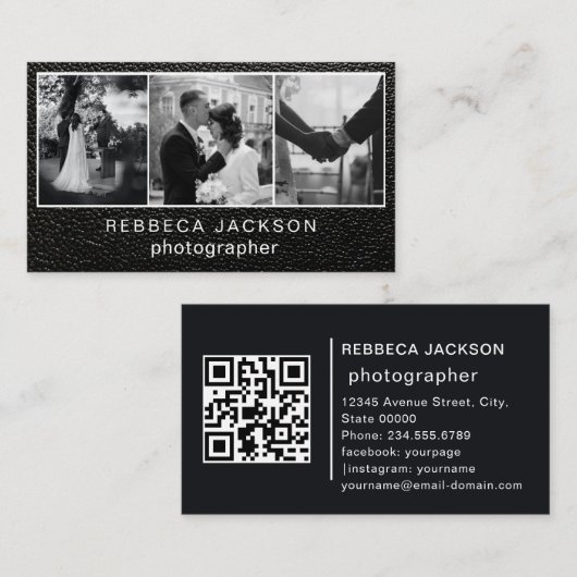 Chic Modern Script Typography Simple Photographer  名刺 (正面/裏面)