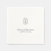 Chic Modern Wedding Monogram Wedding スタンダードカクテルナプキン (正面)