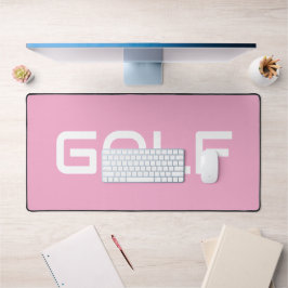 Chic Modern White GOLF Text Light Pink Background デスクマット