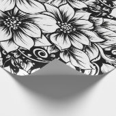 Chic Monochrome Floral Luxury Pattern (1) ラッピングペーパー (角)