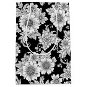 Chic Monochrome Floral Luxury Pattern (2) ミディアムペーパーバッグ (正面)