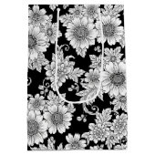 Chic Monochrome Floral Luxury Pattern (2) ミディアムペーパーバッグ (裏面)