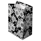 Chic Monochrome Floral Luxury Pattern (2) ミディアムペーパーバッグ (裏面アングル)
