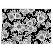 Chic Monochrome Floral Luxury Pattern (2) ラージペーパーバッグ (正面)