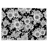 Chic Monochrome Floral Luxury Pattern (2) ラージペーパーバッグ (裏面)