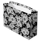 Chic Monochrome Floral Luxury Pattern (2) ラージペーパーバッグ (裏面アングル)