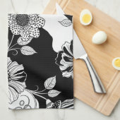 Chic Monochrome Floral Luxury Pattern (4) キッチンタオル (四つ折り)