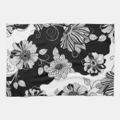 Chic Monochrome Floral Luxury Pattern (4) キッチンタオル (横)