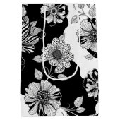 Chic Monochrome Floral Luxury Pattern (4) ミディアムペーパーバッグ (裏面)