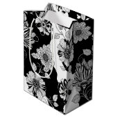 Chic Monochrome Floral Luxury Pattern (4) ミディアムペーパーバッグ (裏面アングル)