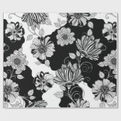 Chic Monochrome Floral Luxury Pattern (4) ラッピングペーパー (フラット)