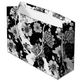 Chic Monochrome Floral Luxury Pattern (4) ラージペーパーバッグ (裏面アングル)