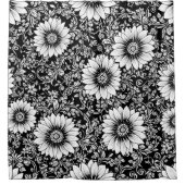 Chic Monochrome Floral Luxury Pattern (5) シャワーカーテン (正面)